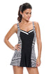 Monochrome Print Hourglass 1pc Swimdress Swimsuit